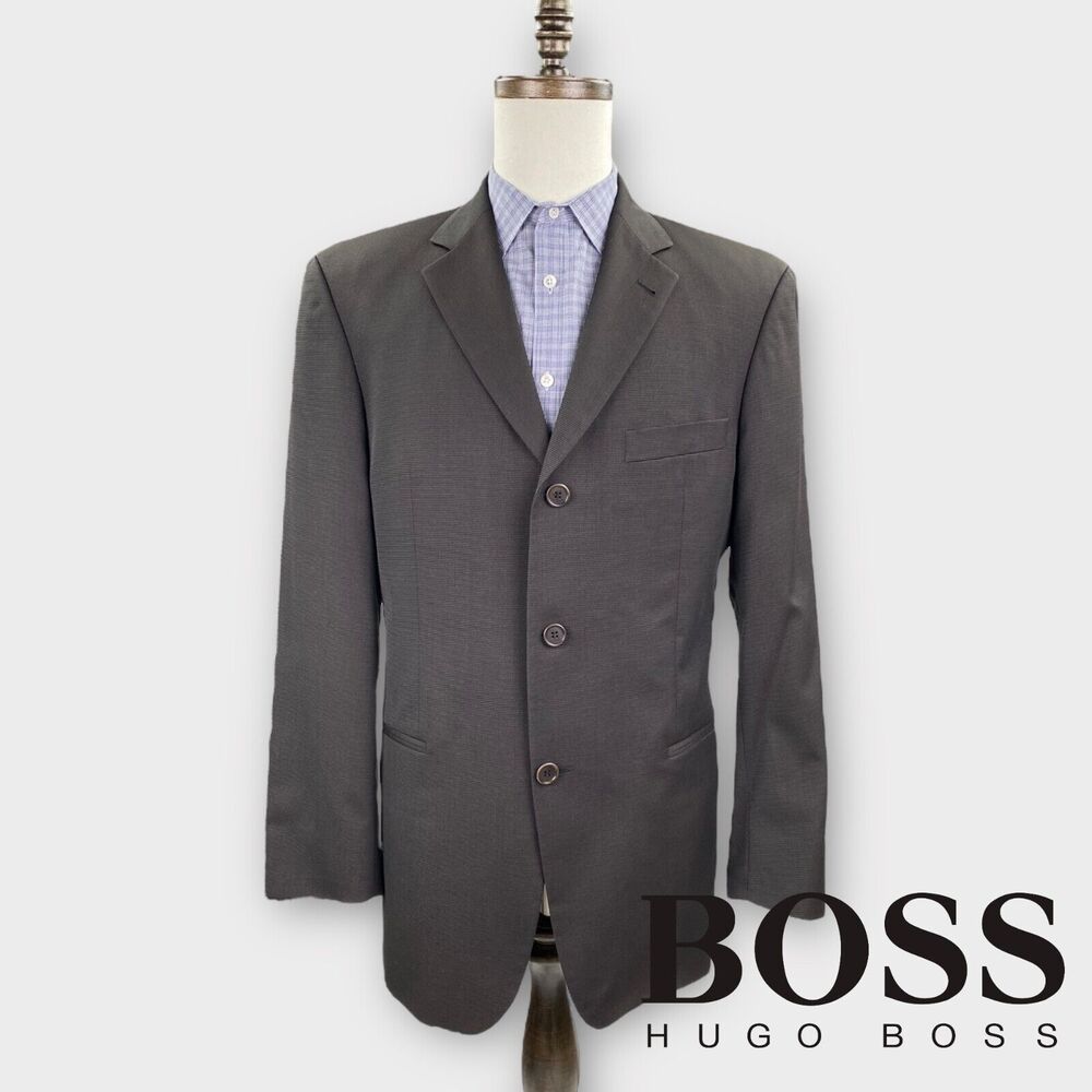 Hugo Boss Blazer Mens 40R 39R BrownTextured Wool Sport Jacket Ventless